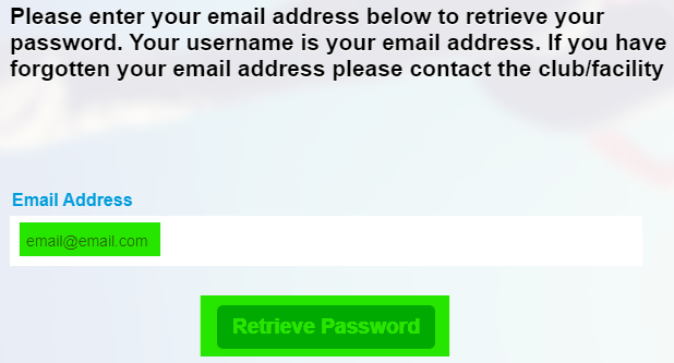 Image showing location of text field to enter email address into